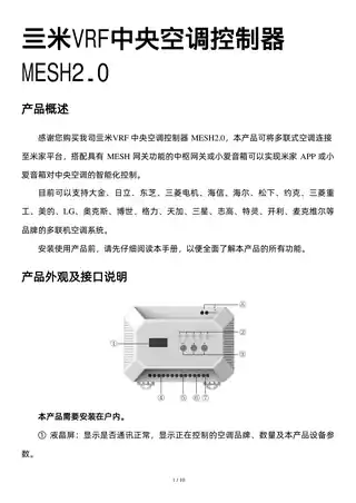 亖米VRF中央空调控制器MESH2.0