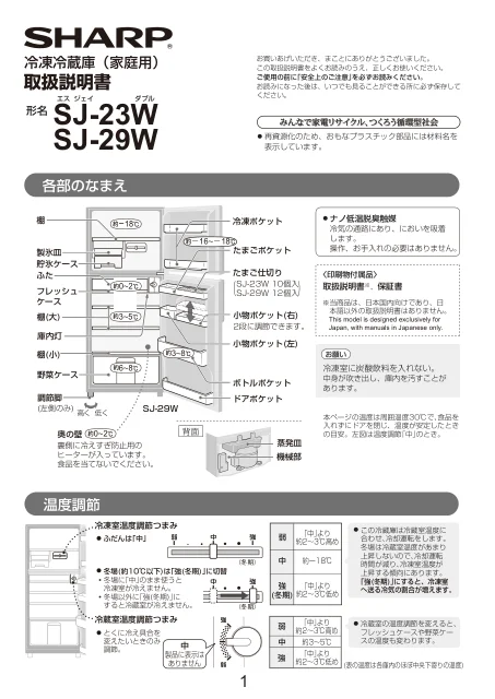 sharpシャープSJ-29W