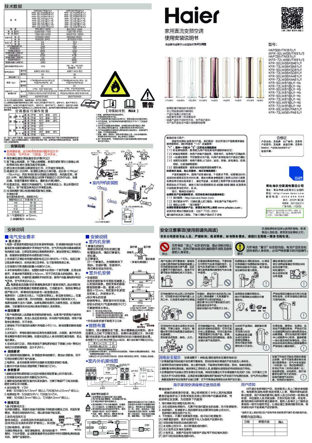 海尔KFR-72LW/06VPA81U1说明书