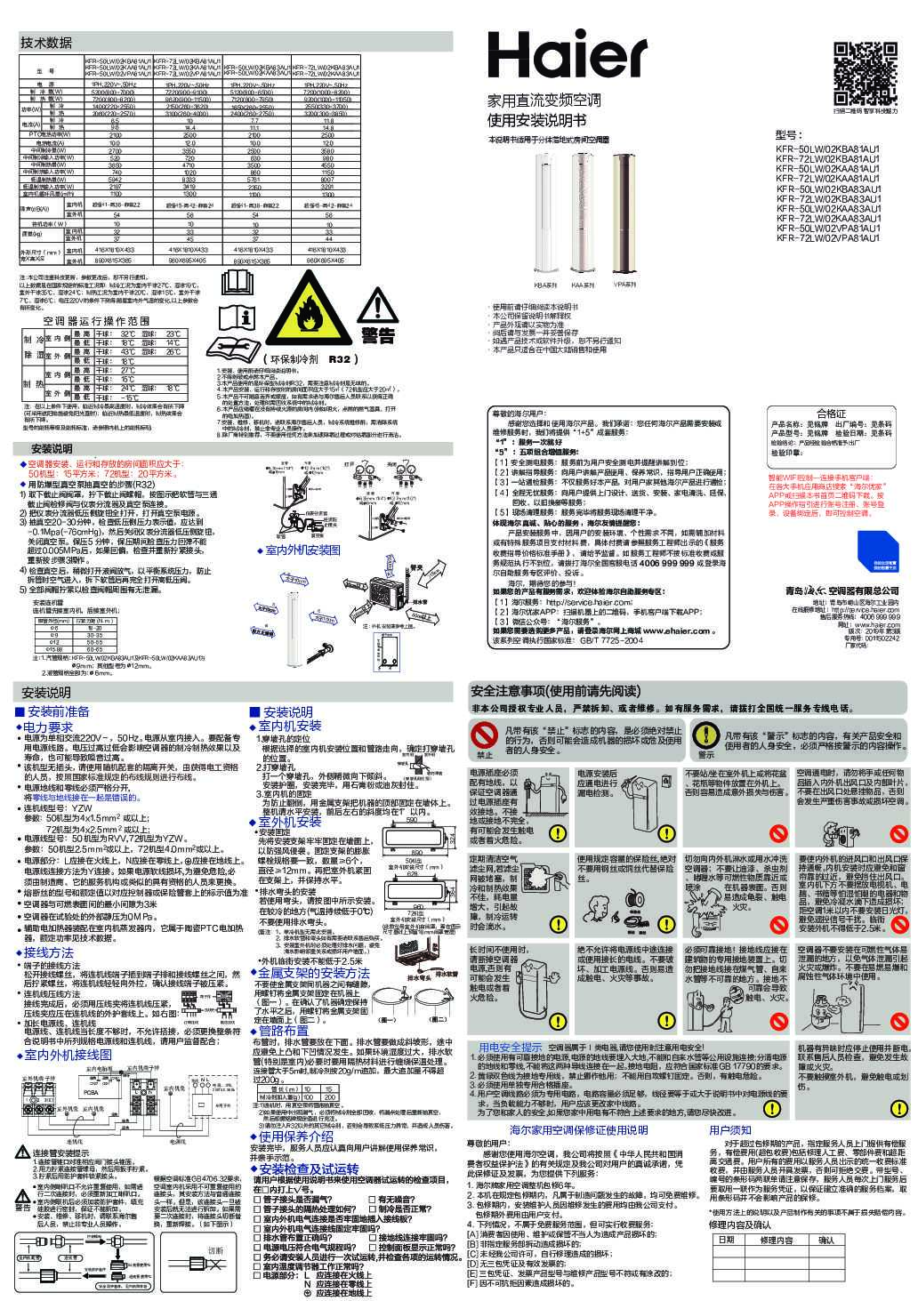 海尔KFR-50LW/02VPA81AU1说明书