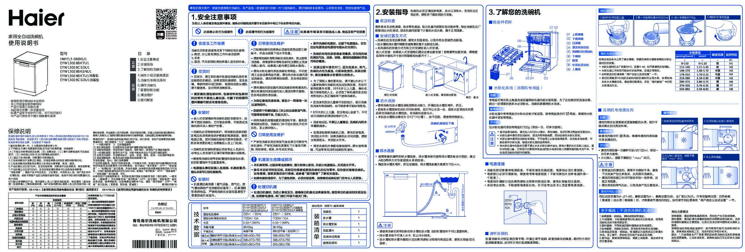 海尔EYW13028BKSNU1说明书