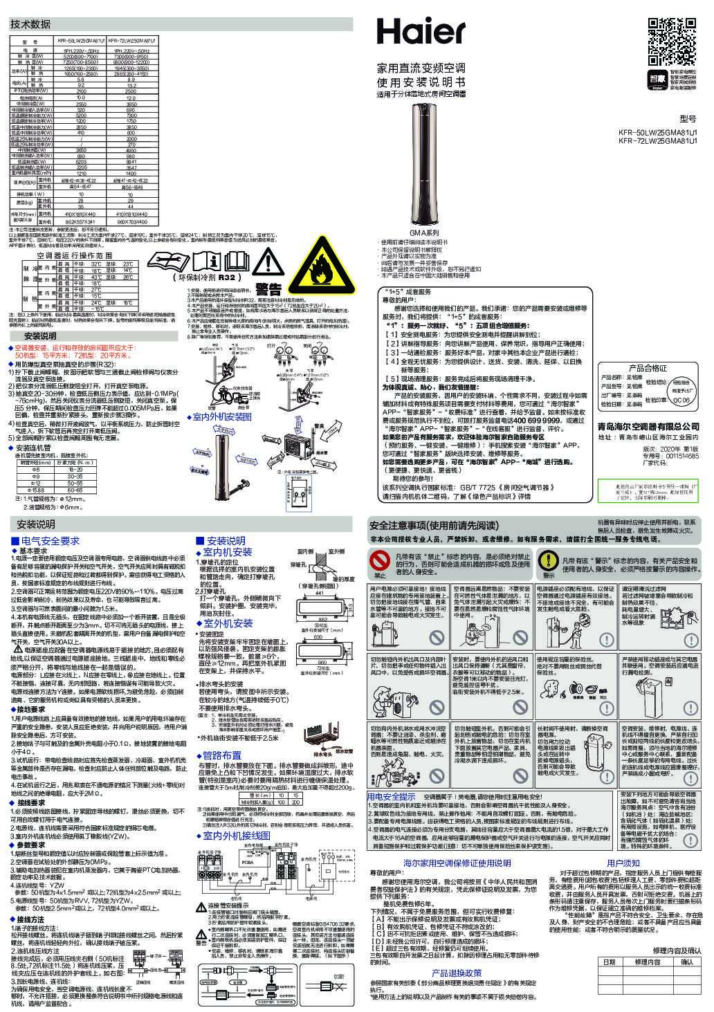 海尔KFR-50LW/25GMA81U1说明书