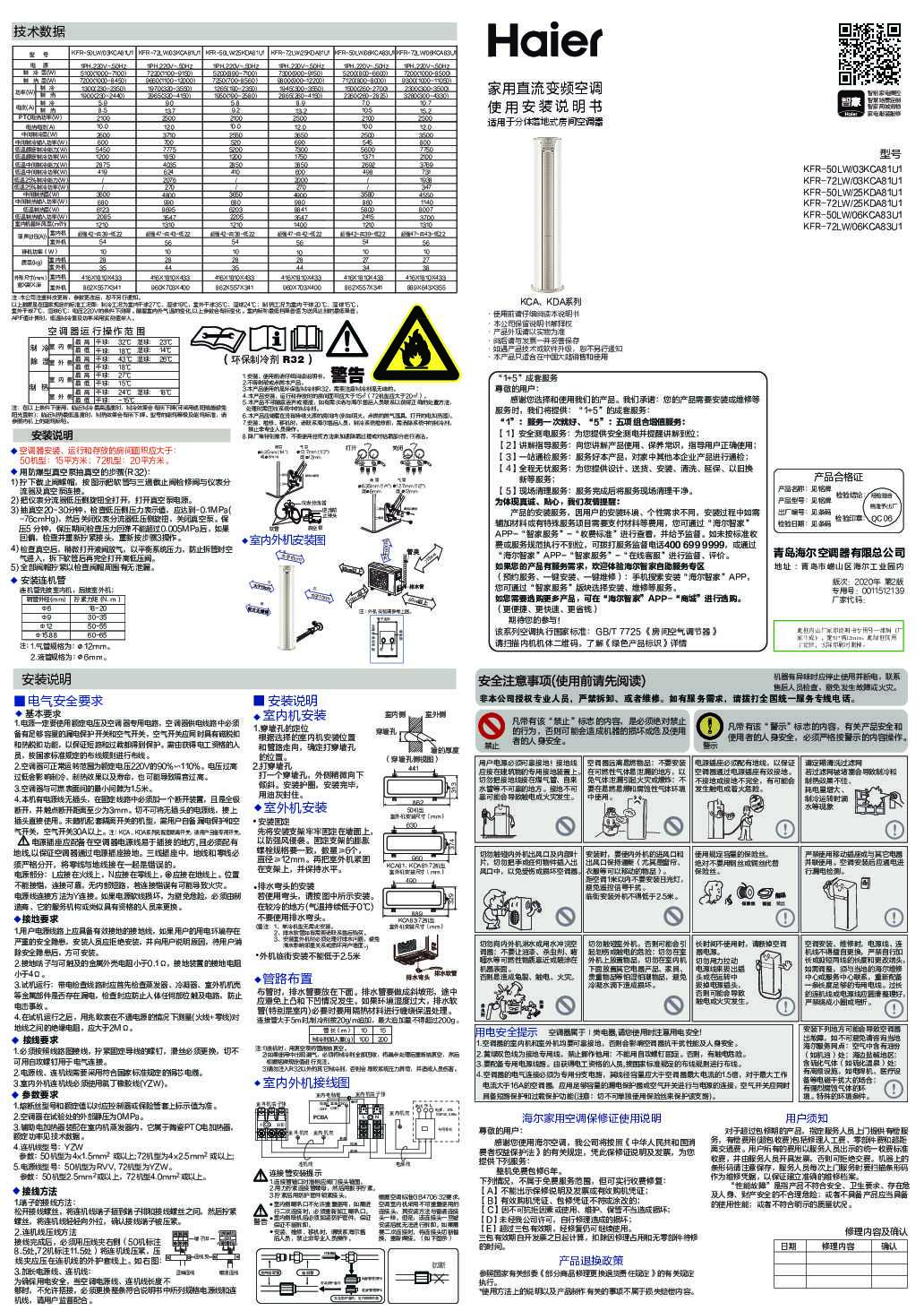 海尔KFR-50LW/03KCA81U1说明书