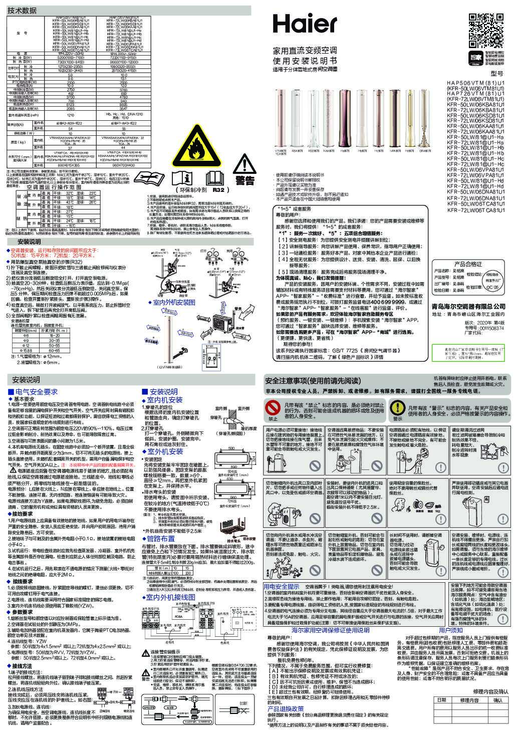海尔KFR-50LW/81@U1-Hc说明书