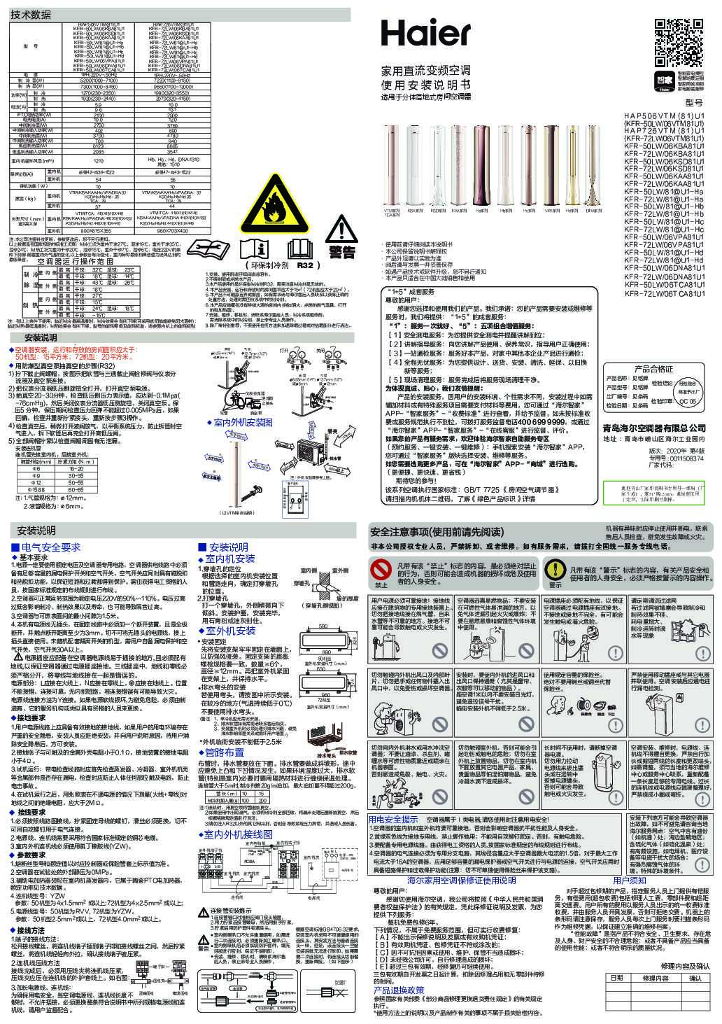 海尔KFR-50LW/06TCA81U1说明书