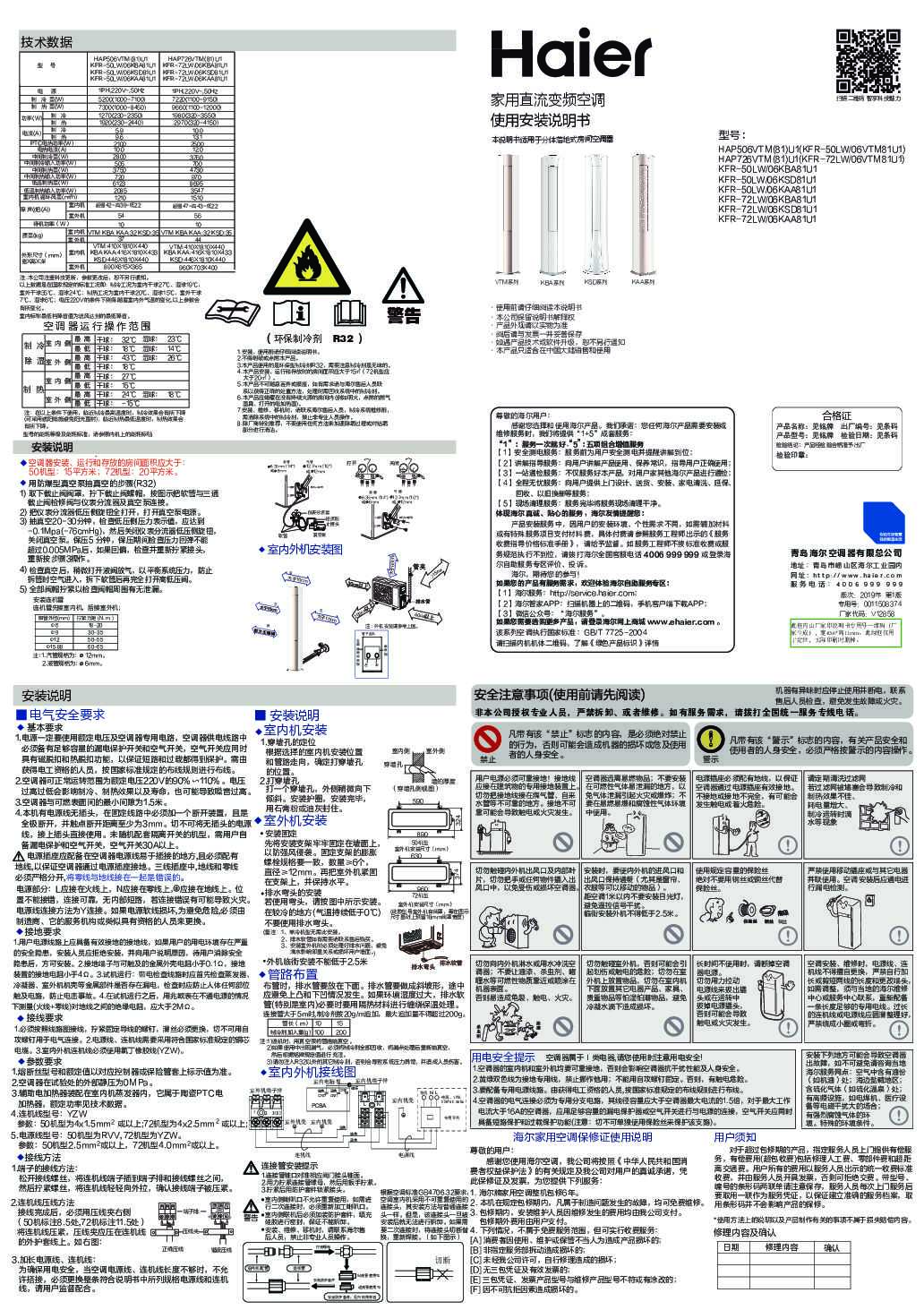海尔KFR-72LW/06KAA81U1说明书