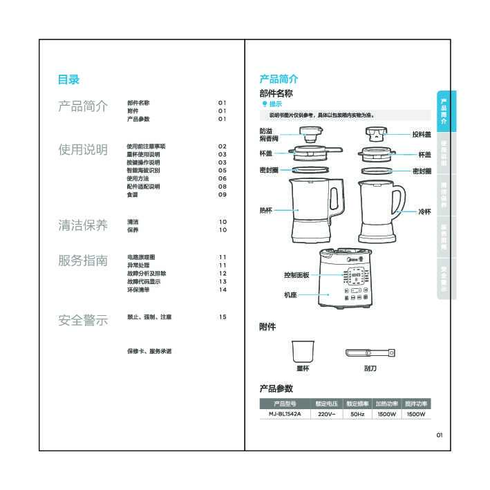 Midea美的MJ-BL1542A说明书