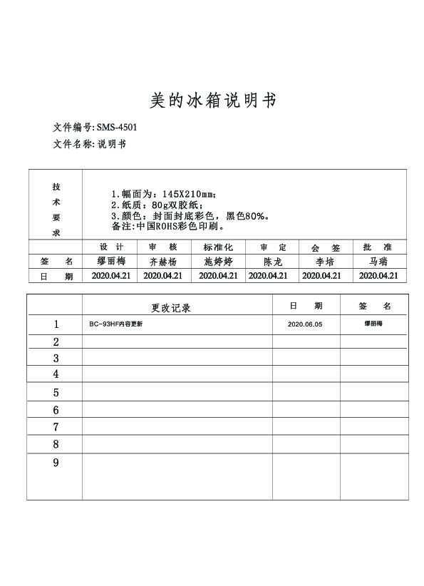 Midea美的BC-93HF说明书