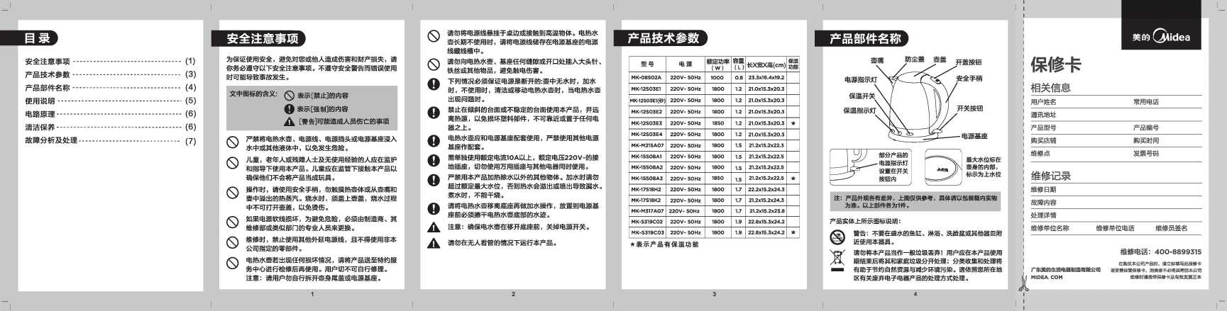 Midea美的MK-M317A07说明书